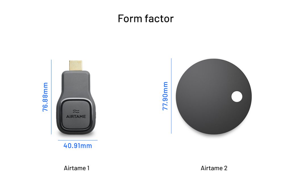 Screenshot showing an Airtame 1 device and an Airtame 2 device