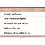 Airtame Google Slides Screenshot from Google Slides showing a cafeteria menu using Airtame