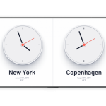 Airtame World Clock A screen showing world clock using Airtame
